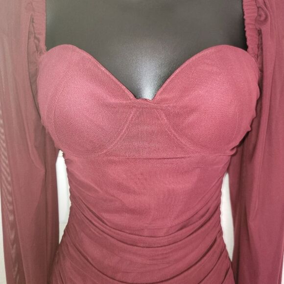 Windsor Elevated Bodycon Glam Ruched Mini Dress Small - Picture 5 of 9